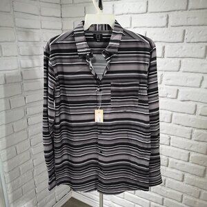 NWT Zic Men's Size Medium Grey/White/Black Striped Shirt
